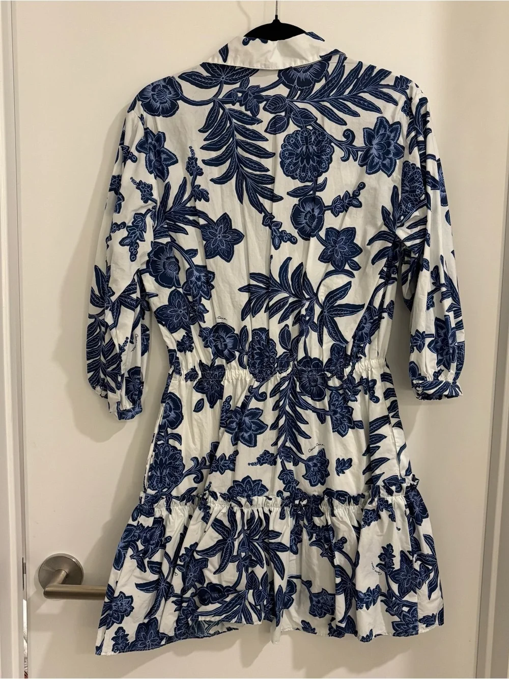 Cara Cara Robin White Mini Dress with Blue Floral Print - Picture 3 of 5